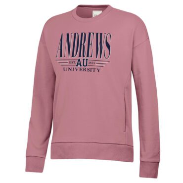 Gear - Big Cotton  Everlee Crew Rose Tea/Cafe Au Lait - Straigh Andrews over AU Wordmark between Est.1874 over Straight University